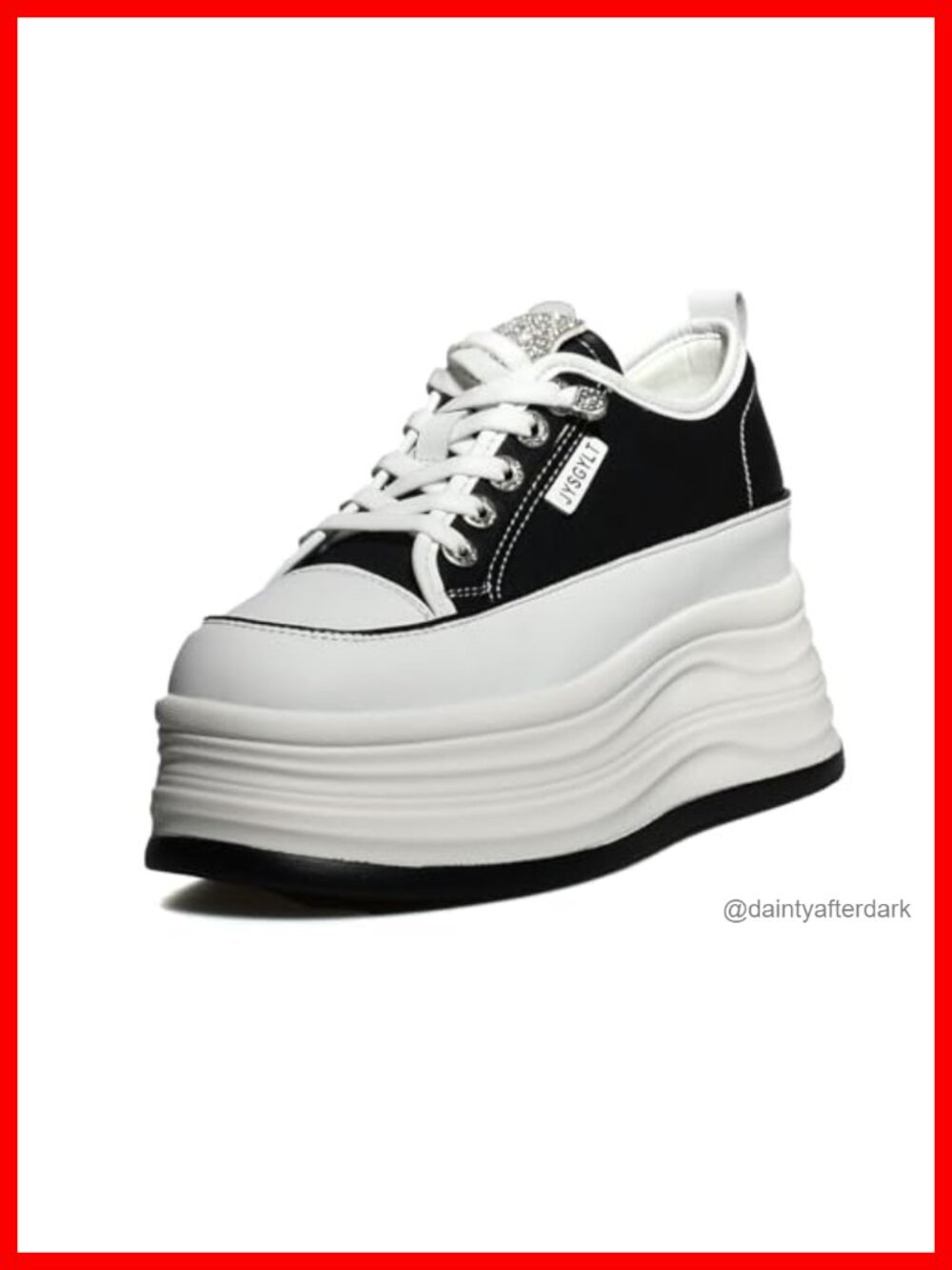 JYSGYLT Chunky Platform Sneakers Leather Lace-Up
